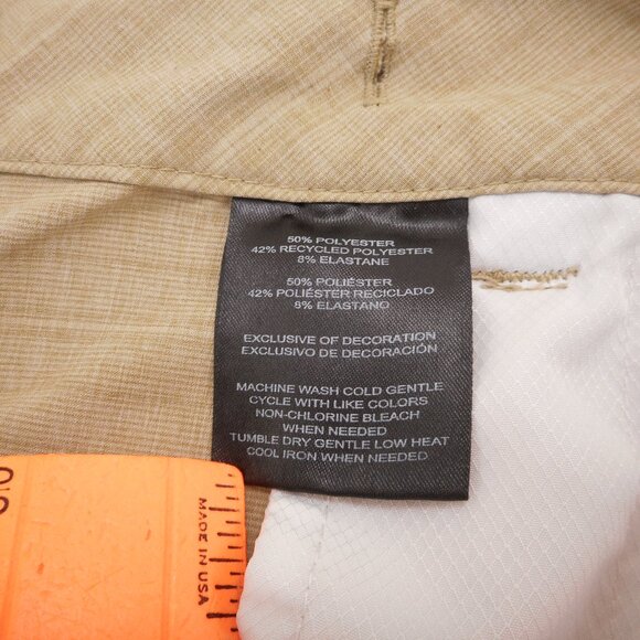 Hang Ten Men's Size 32 Tan Hybrid Board Shorts Flat Front Zip Pockets - Picture 8 of 10